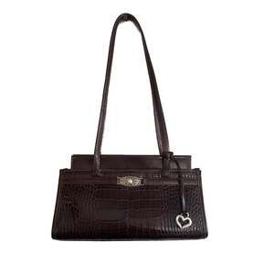 Vintage Brighton Brown Crocodile Embossed Leather Shoulder Bag